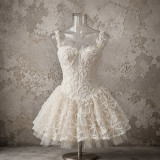 Women French Elegant Summer Sexy Strappy Lace Embroidered Dress