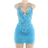 Women Summer Sexy Strapless Patchwork Sequined Bodycon Dress