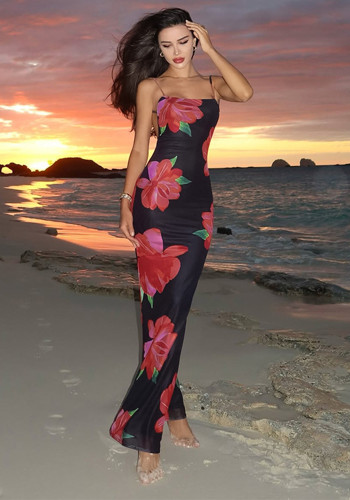 Women Sexy Backless Floral Beach Holidays Camisole Dress