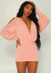 Women Summer Casual Long-Sleeved Halter Neck Backless Lace-Up Dress
