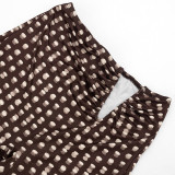 Women Polka Dot Print Headband Top and Pant Three-Piece