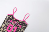 Women Summer Sexy Leopard Print Bodycon U-Neck Strapless Bodycon Dress