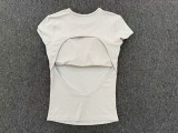 Women Backless Yoga Short-Sleeve Casual Fitness T-Shirt