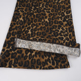 Women American Leopard Print Sexy Casual Bell Bottom Pants