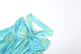 Women Summer Sexy Backless Strapless Top and Skirt Two-Piece Set