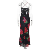 Women Sexy Backless Floral Beach Holidays Camisole Dress