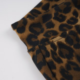 Women American Leopard Print Sexy Casual Bell Bottom Pants