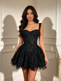 Women French Elegant Summer Sexy Strappy Lace Embroidered Dress