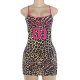 Women Summer Sexy Leopard Print Bodycon U-Neck Strapless Bodycon Dress