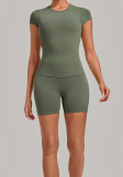 Women Backless Pleated Yoga Two-Piece Set