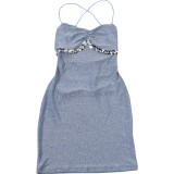 Women Summer Sexy Backless Cross Lace-Up Bodycon Dress
