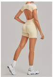 Women Backless Pleated Yoga Two-Piece Set