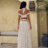 Women Summer Sexy Backless Strapless Top and Skirt Two-Piece Set
