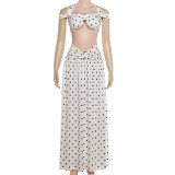 Women Summer Sexy Backless Strapless Top and Skirt Two-Piece Set