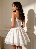 Women Summer Strapless Strappy Floral Lace Patchwork Dress