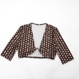 Women Polka Dot Print Headband Top and Pant Three-Piece