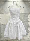 Women Summer Strapless Strappy Floral Lace Patchwork Dress