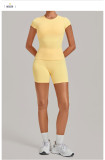 Women Backless Pleated Yoga Two-Piece Set
