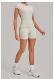 Women Backless Pleated Yoga Two-Piece Set