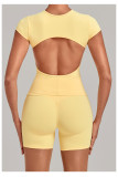 Women Backless Yoga Short-Sleeve Casual Fitness T-Shirt
