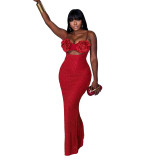 Women Spring/Summer Strapless Beach Sexy Maxi Dress
