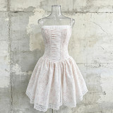 Women Summer Strapless Strappy Floral Lace Patchwork Dress