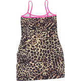 Women Summer Sexy Leopard Print Bodycon U-Neck Strapless Bodycon Dress