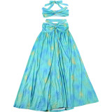 Women Summer Sexy Backless Strapless Top and Skirt Two-Piece Set