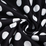 Women Sexy Polka Dot Halter Neck Ribbon Backless Jumpsuit