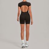 Women Backless Pleated Yoga Two-Piece Set