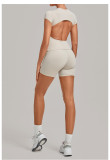 Women Backless Pleated Yoga Two-Piece Set