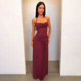 Women Halter Neck Mesh See-Through Summer Yellow Holidays Maxi Dress