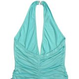 Women's Deep V-Neck Halter Neck Ruched High Slit Maxi Evening Party Dress