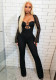 Women Sexy Strapless Lace Hollow-Out Drawstring Long-Sleeved Jumpsuit