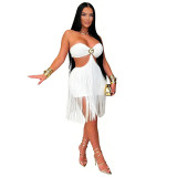 Women's Strapless Fringe Mini Club Party Dress