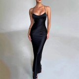 Women sexy backless lace-up maxi dress