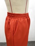 African Chic Short Sleeve Turndown Collar Slim Waist Slim Fit Top & Straight Leg Pants Two-Piece Set