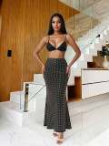 Sexy Beaded Tank Top & Bodycon Mermaid Skirt Two-Piece Set
