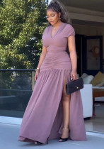 Summer Plus Size Women's V-Neck Slim Waist Side Slit Stretch Maxi Dress Summer Plus Size Women's V-Neck Slim Waist Side Slit Stretch Maxi Dress