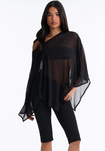 Autumn Women's Sexy Mesh Slash Shoulder Top Strapless Bandeau Top Pants Three-Piece Set