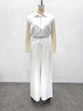 African Chic Sleeveless Zip Crop Top & High Waist Pants Two-Piece Set