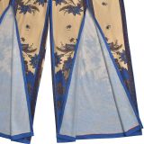 Women's Print Deep V-Neck Slim Waist Lace-Up Slit Wide Leg Holiday Jumpsuit