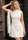 Slash Shoulder Polka Dot Tie Detail Slim Waist Slim Fit Asymmetrical A-Line Mini Dress