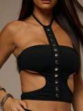 Women Halter Neck Stretchy Beaded Top and Pant