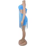 Women's Strapless Fringe Mini Club Party Dress