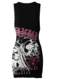 Women's Trendy Casual Skull Print Sleeveless Tank Dress
