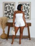 Women's Elegant Slim Fit Faux Two-Piece Strap Jumpsuit