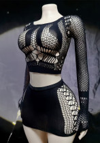 Sexy Cut-Out Bodycon Mesh Lingerie Skirt Set