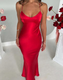 Women sexy backless lace-up maxi dress