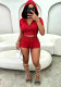 Women's Casual Slim Fit Zip Pocket Hoodies Shorts Two-Piece Set